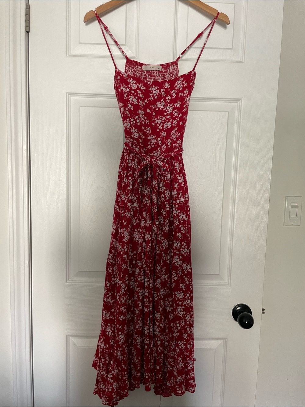 Luna Red Floral Asymmetrical Handkerchief Maxi Dress S